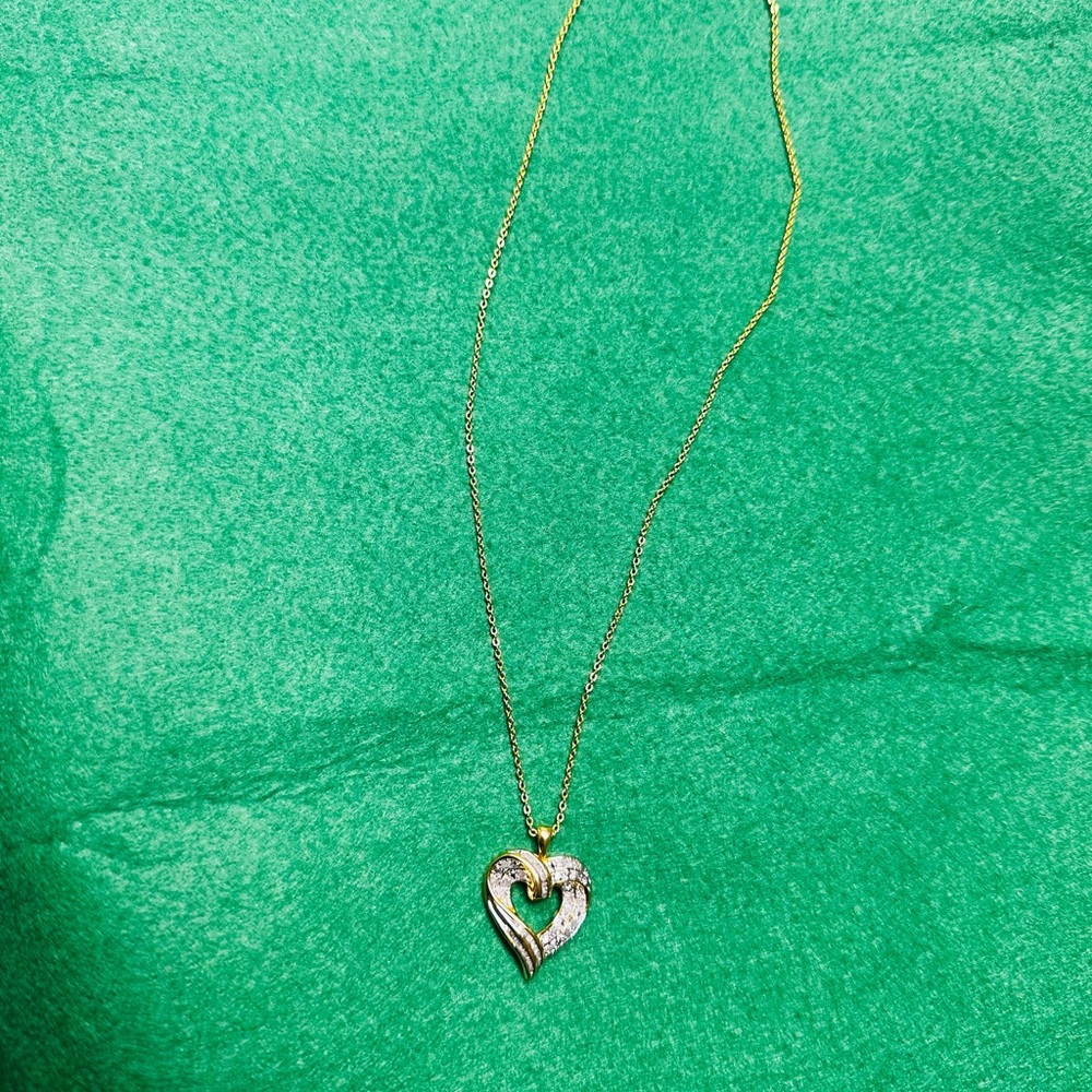 925 Gold and Silver Heart Pendant Necklace